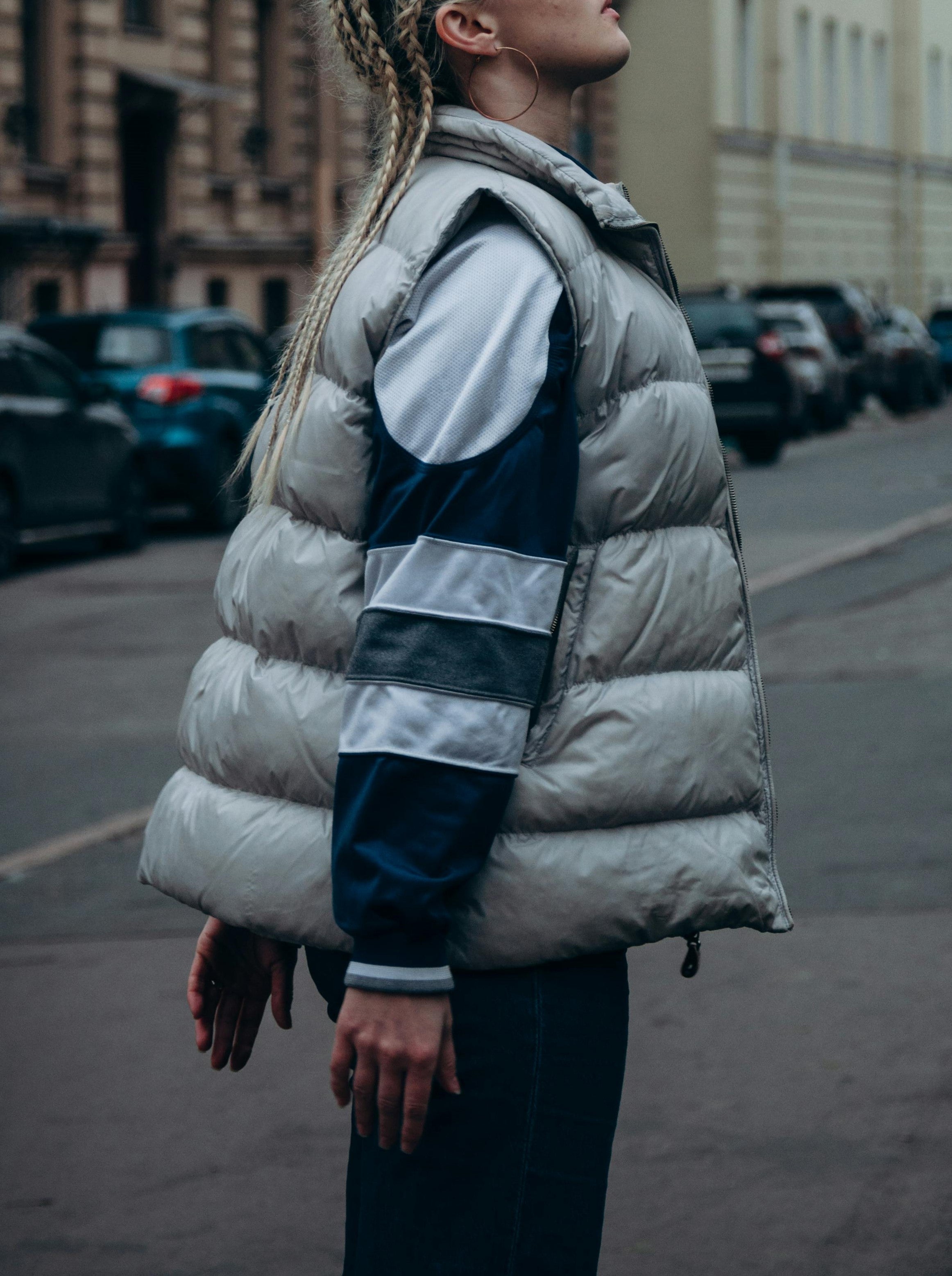 Sleeveless Bomber Parachute Silver
